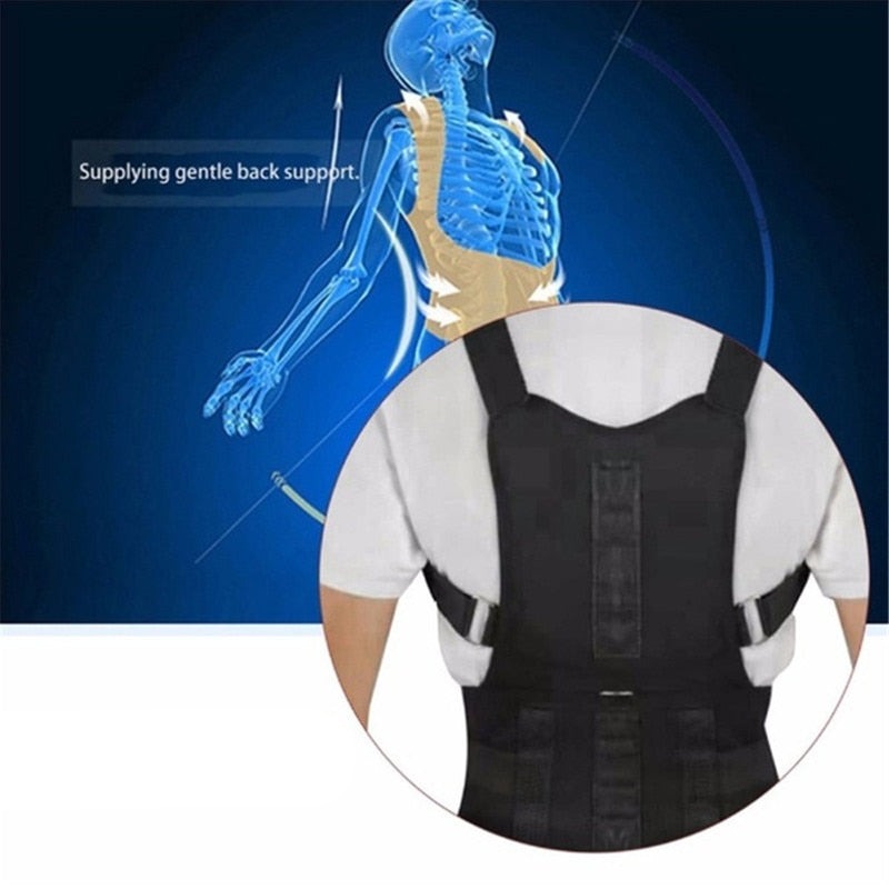 Magnetic Posture Corrector Back Brace Support for Men Women Adjustable Shoulder Alignment Therapy Upper Body Spine Straightener Unisex