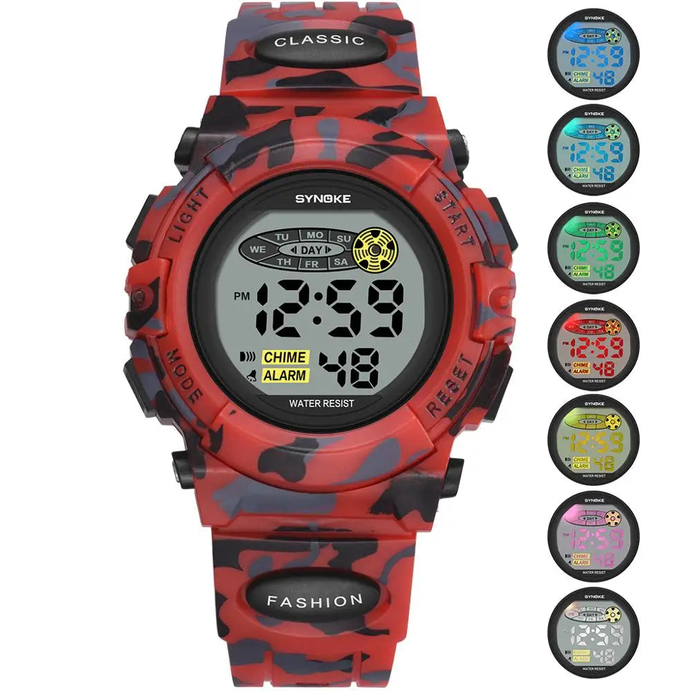 Kids Digital LED Sports Watch Waterproof Stopwatch Date Display Wristwatch for Boys Girls