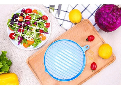 Quick Chop Vegetable Slicer Bowl with Strainer Basket – 60 Second Salad Prep Tool, Multi-Function Produce Cutter and Drainer for Healthy