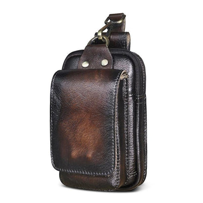 Men's Waist Belt Pouch – Genuine Cowhide Hip Pack with RF Shielding Lining for Phone & Essentials