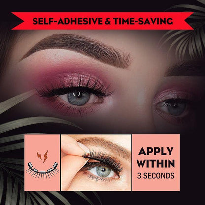 Self-Adhesive False Eyelashes No Glue Heat-Activated Reusable Lash Strips Natural Volume Long Styles Easy Apply 3-Second Hold Washable