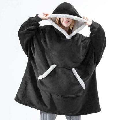 Oversized Wearable Blanket Hoodie with Pocket – Soft Fleece Throw for Couch & Bed – One Size Adults & Teens