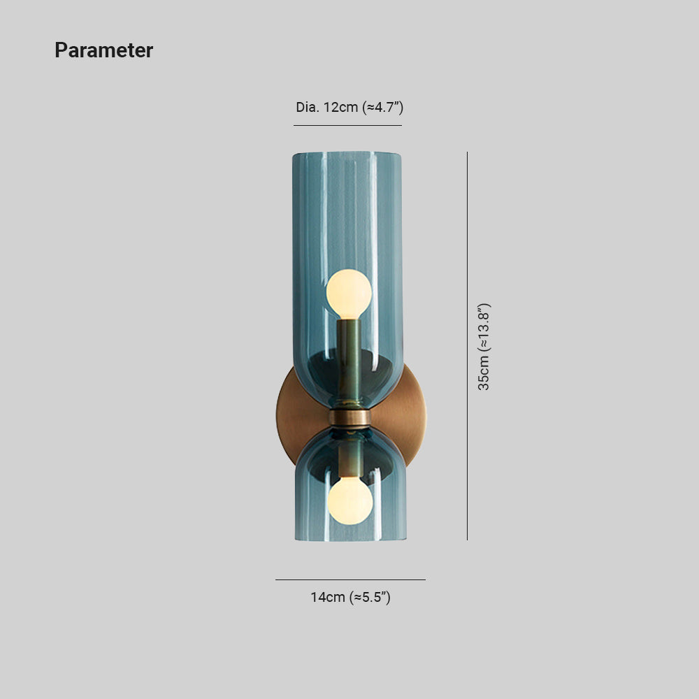 Aplique de pared de vidrio con cableado directo, casquillo E12 para dormitorios, salas de estar, pasillos, lámpara de acento para interiores, iluminación de pared cilíndrica moderna, 110-