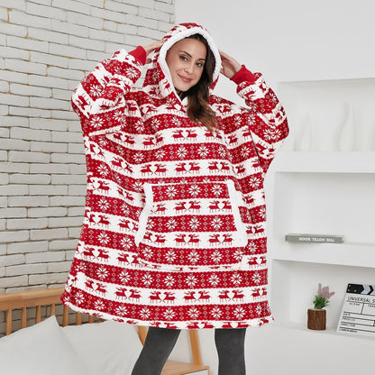 Oversized Wearable Blanket Hoodie with Pocket – Soft Fleece Throw for Couch & Bed – One Size Adults & Teens