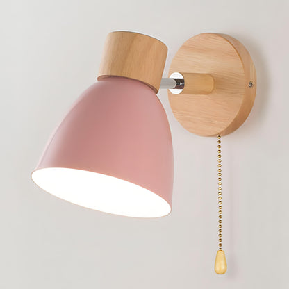 Wood and Metal Wall Sconce with Pull Chain Switch for Bedroom Living Room Hallway | Modern Farmhouse Wall Light Fixture E27 Socket