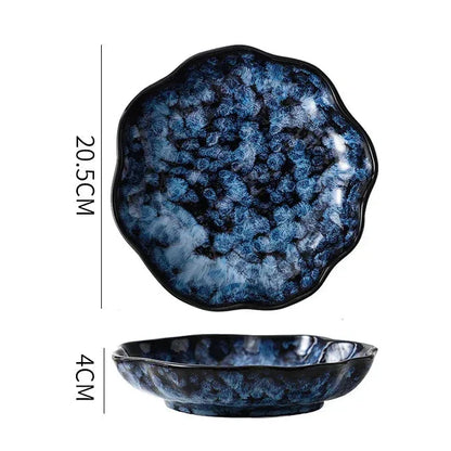 Ceramic Tableware Collection 10-Piece Set with Celestial Blue Pattern for Family Dinners Casual Dining Formal Entertaining Kitchen Essential