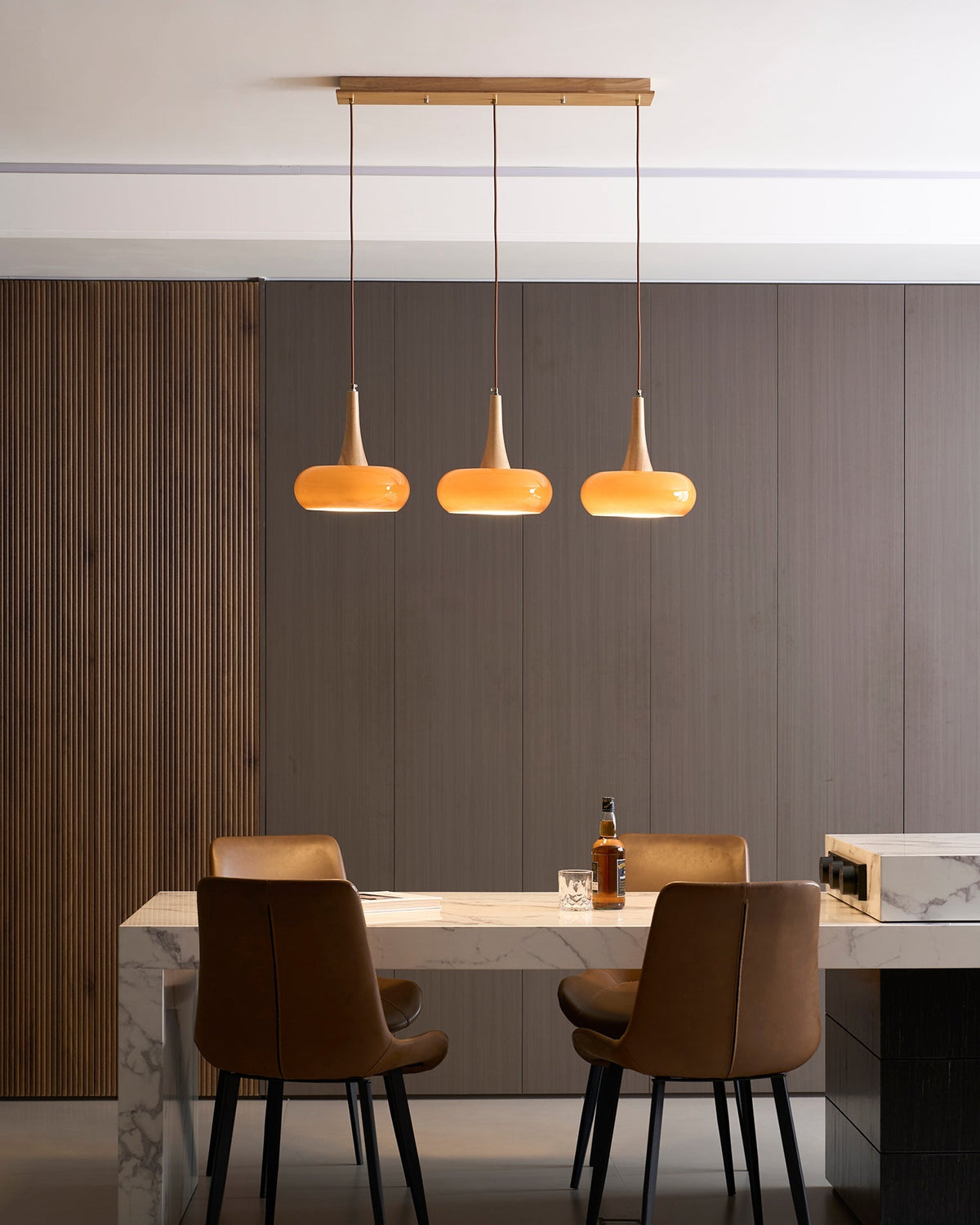 Hanging Light Fixture Metal Glass Wood Multi-Head Kitchen Island Dining Room Ceiling Lamp Indoor E26 E27 Socket Adjustable Wire Modern Home