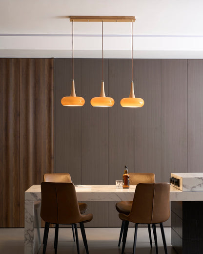 Hanging Light Fixture Metal Glass Wood Multi-Head Kitchen Island Dining Room Ceiling Lamp Indoor E26 E27 Socket Adjustable Wire Modern Home