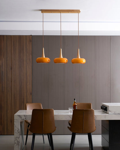 Hanging Light Fixture Metal Glass Wood Multi-Head Kitchen Island Dining Room Ceiling Lamp Indoor E26 E27 Socket Adjustable Wire Modern Home