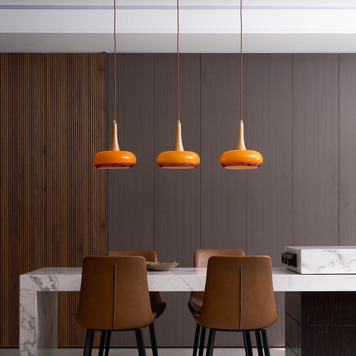 Hanging Light Fixture Metal Glass Wood Multi-Head Kitchen Island Dining Room Ceiling Lamp Indoor E26 E27 Socket Adjustable Wire Modern Home