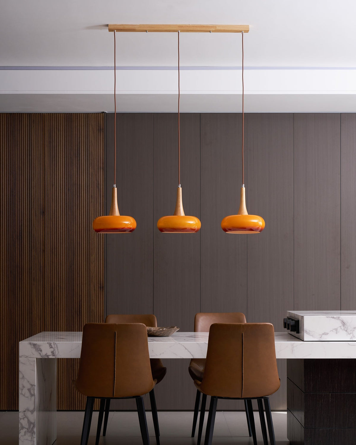Hanging Light Fixture Metal Glass Wood Multi-Head Kitchen Island Dining Room Ceiling Lamp Indoor E26 E27 Socket Adjustable Wire Modern Home