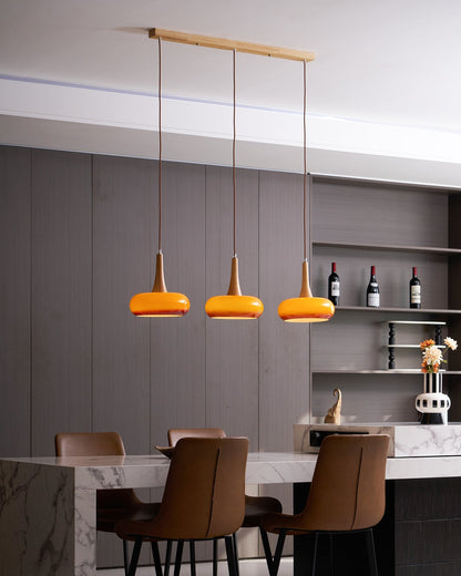 Hanging Light Fixture Metal Glass Wood Multi-Head Kitchen Island Dining Room Ceiling Lamp Indoor E26 E27 Socket Adjustable Wire Modern Home