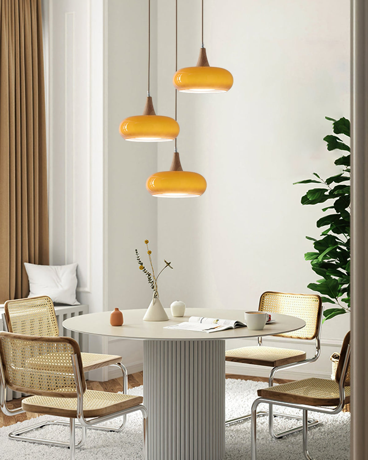 Hanging Light Fixture Metal Glass Wood Multi-Head Kitchen Island Dining Room Ceiling Lamp Indoor E26 E27 Socket Adjustable Wire Modern Home