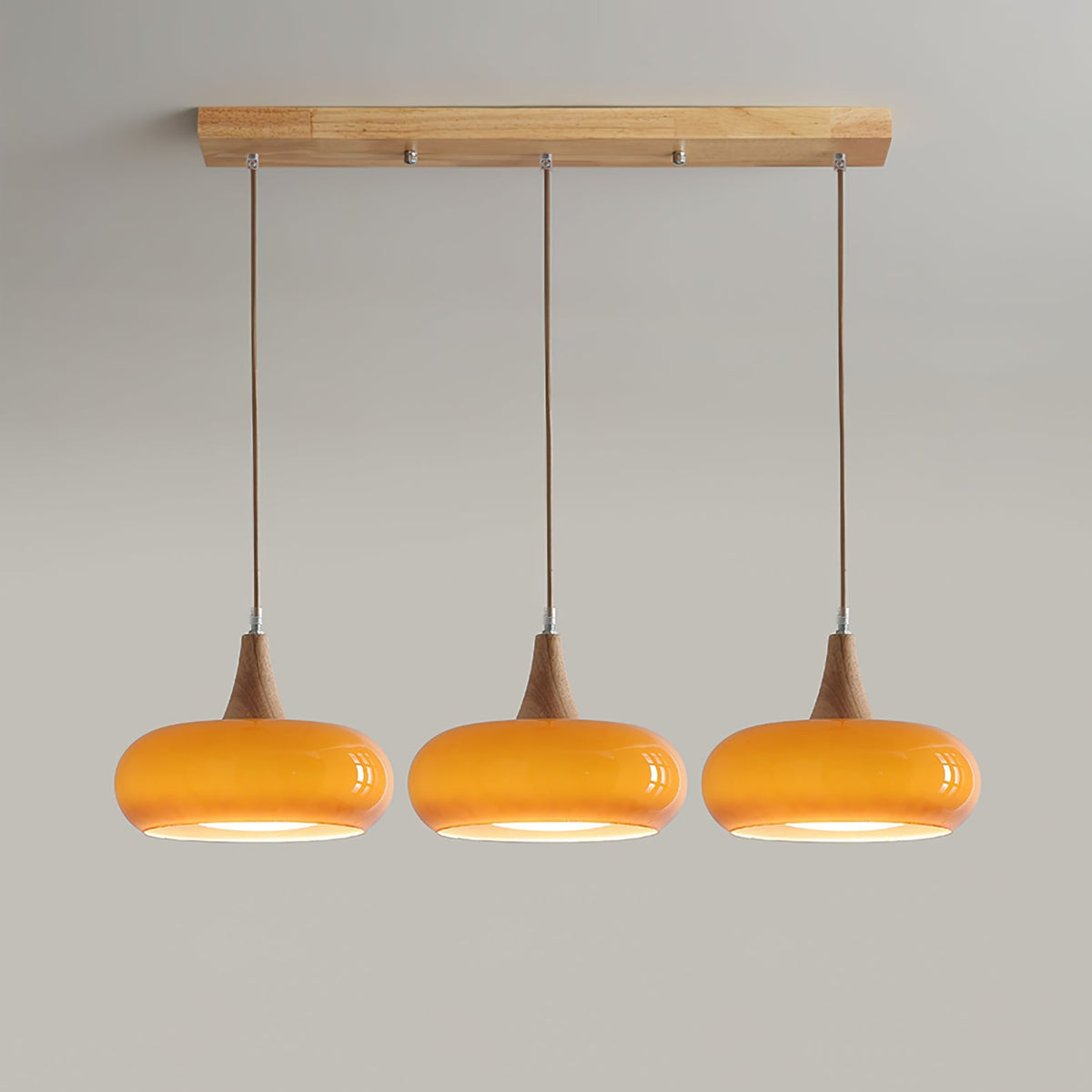 Hanging Light Fixture Metal Glass Wood Multi-Head Kitchen Island Dining Room Ceiling Lamp Indoor E26 E27 Socket Adjustable Wire Modern Home
