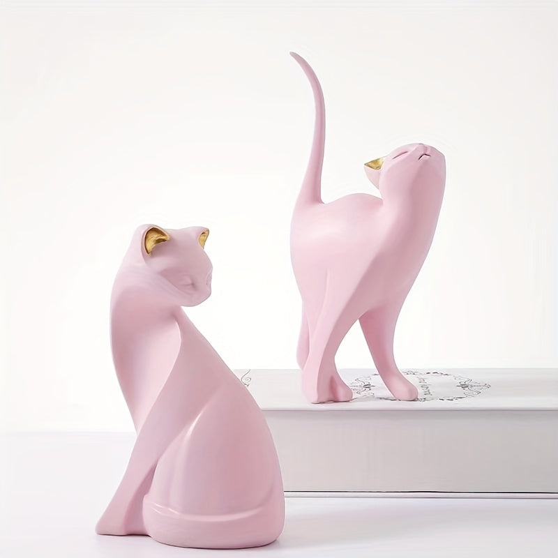 Hand-Painted Cat Statue - Elegant Scandinavian Design for Home Decor
