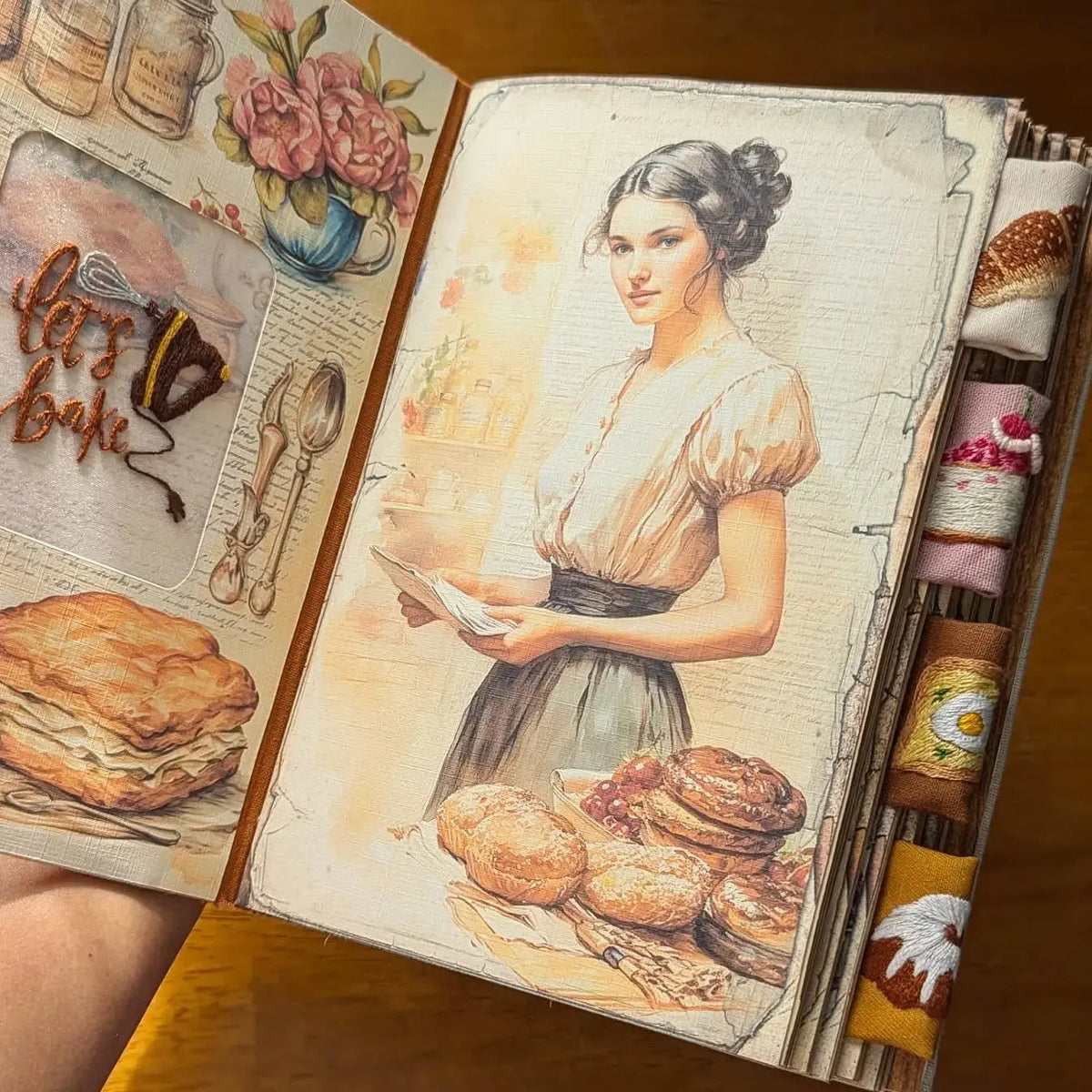 Hand-Embroidered Recipe Journal with Splash-Resistant Pages for Home Cooks & Meal Planning