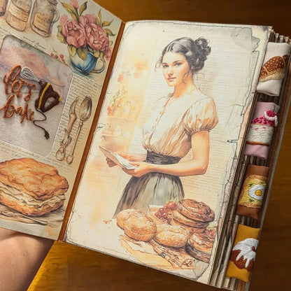 Hand-Embroidered Recipe Journal with Splash-Resistant Pages for Home Cooks & Meal Planning