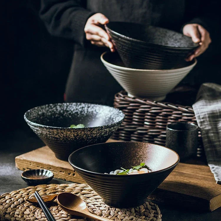 Handmade Japanese Ceramic Ramen Bowl – 7 inches, Durable, Microwave & Dishwasher Safe for Elegant Dining