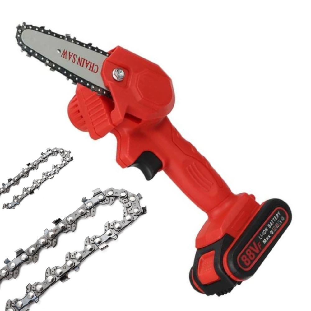 Mini Cordless Electric Chainsaw for Pruning and Trimming Trees, 88V Battery-Powered Handheld Saw with 2 Batteries for Garden & Yard Work