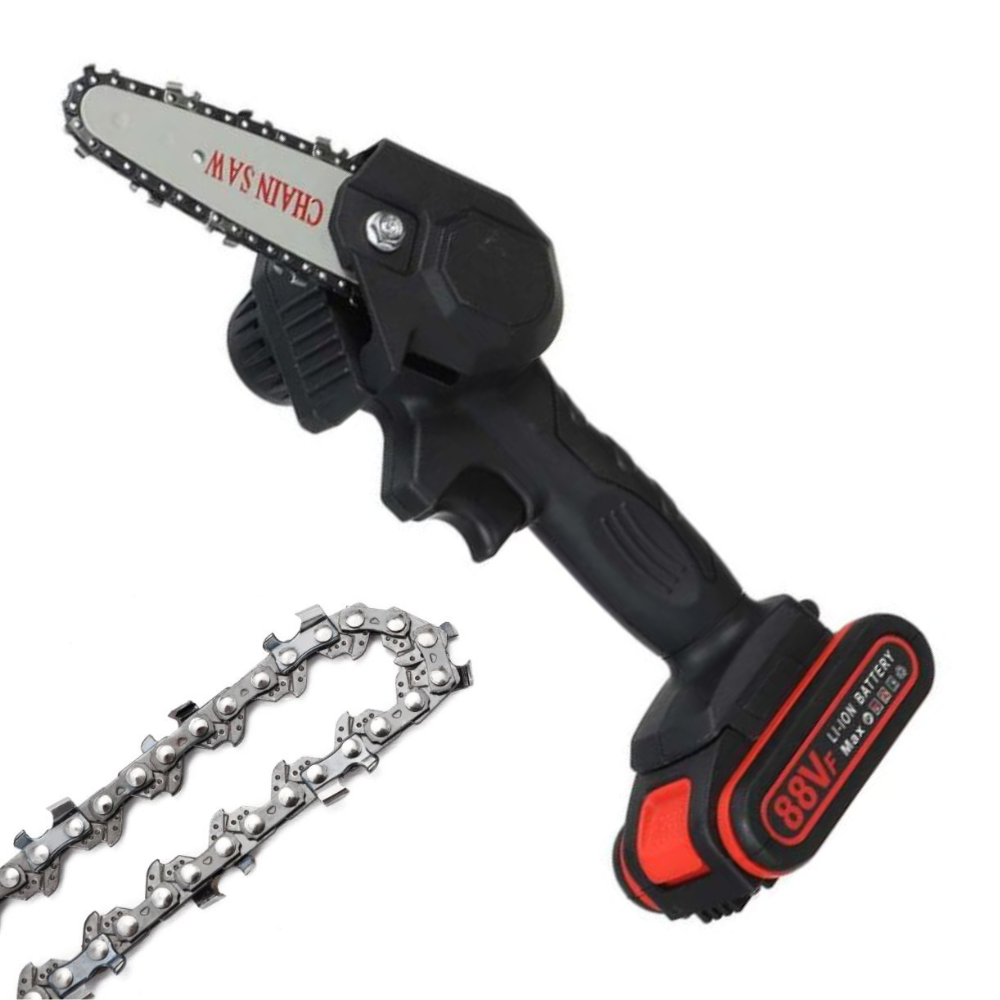 Cordless Electric Chainsaw with 2 Batteries – One-Hand Pruning Saw for Yard Work & Branch Trimming