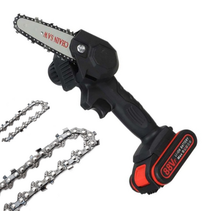 Cordless Electric Chainsaw with 2 Batteries – One-Hand Pruning Saw for Yard Work & Branch Trimming