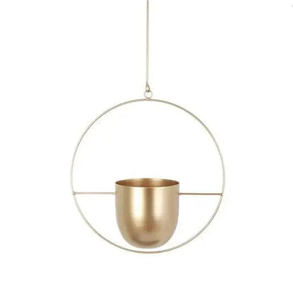 Oval or Round Frame Metal Hanging Planter with Chain