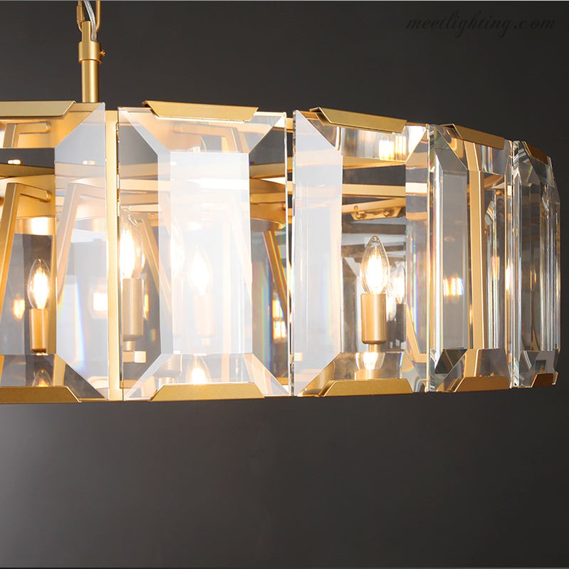 Round Crystal Chandelier 31 Inch 7-Light Fixture Iron Frame for Dining Room Foyer Entryway Living Room Bedroom Statement Lighting