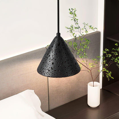 Stone Hanging Lamp E26 40W Natural Texture Overhead Light for Island Counter Breakfast Nook Focused Downlight