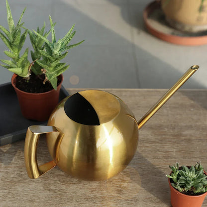 Stainless Steel Indoor Watering Pitcher for Houseplants – Modern Metal Long Spout Garden Can for Potted Plants, Succulents, Orchids – 50 oz