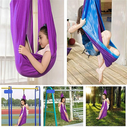 Indoor Sensory Swing for Kids – Cocoon Hammock Chair for Calming & Focus – Cotton Hanging Seat for Children's Play Room, Bedroom, Therapy