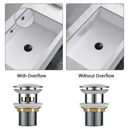 Vessel Sink Drain Assembly with Pop-Up Stopper for Modern Bathrooms – Overflow & Non-Overflow Configurations