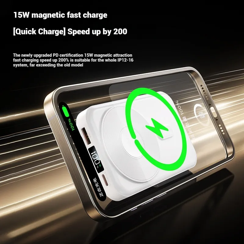 Cargador portátil con soporte, batería externa portátil para iPhone, Samsung y Android, cargador de teléfono portátil con pantalla