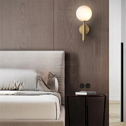 Globe Wall Sconce with 5.5-Inch Glass Shade Black and Gold Finish Bedroom Hallway Ambient Light E14 Socket Modern Minimalist Design for Entr