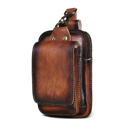 Men's Waist Belt Pouch – Genuine Cowhide Hip Pack with RF Shielding Lining for Phone & Essentials