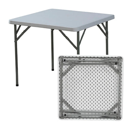 Mesa plegable versátil | Mesa cuadrada para exteriores de 3 pies con diseño que ahorra espacio | Plástico duro duradero para uso en patio y jardín