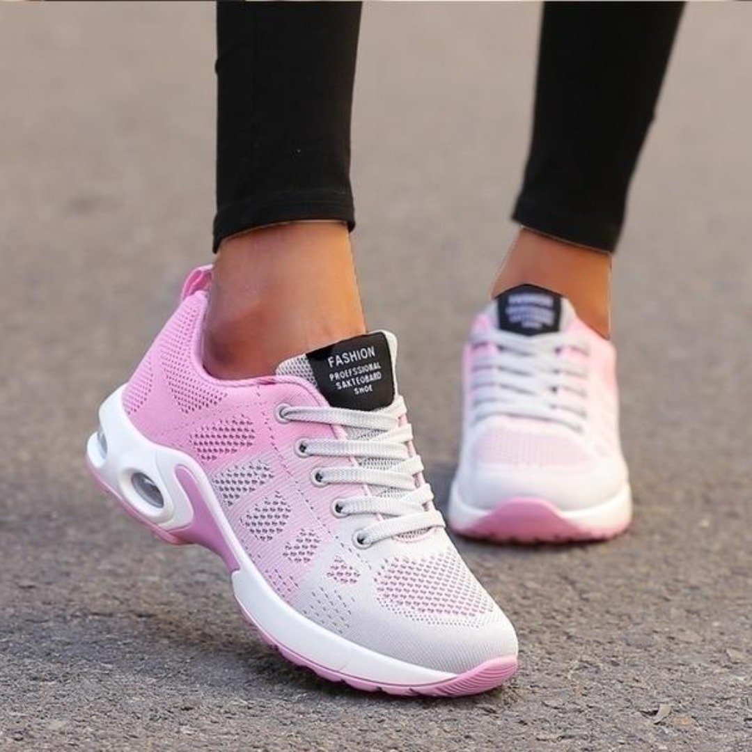 Cushioned Orthopedic Walking Sneakers for Women – Shock-Absorbing Arch Support Trainers with Elevated Heel