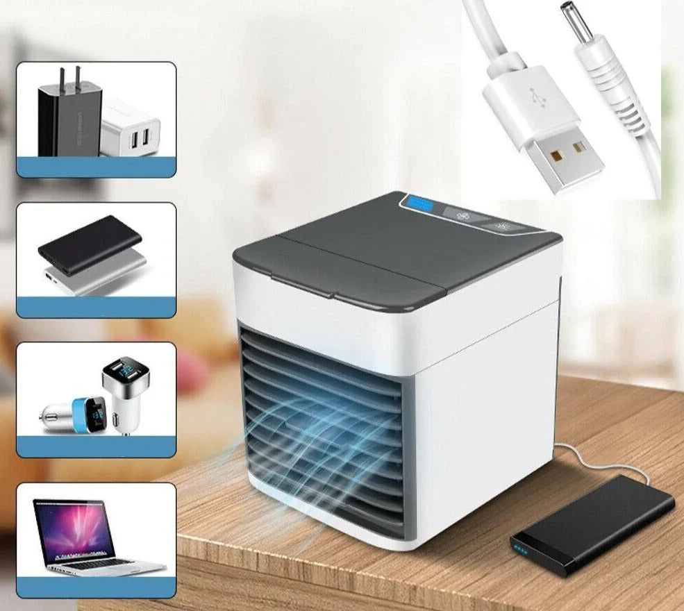 Enfriador de aire portátil | Ventilador enfriador evaporativo 3 en 1 con luz LED | Diseño ligero para aire fresco y comodidad