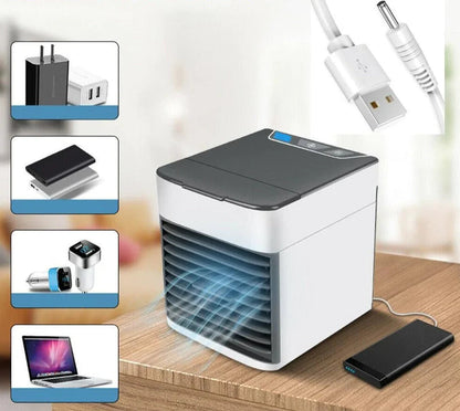 Enfriador de aire portátil | Ventilador enfriador evaporativo 3 en 1 con luz LED | Diseño ligero para aire fresco y comodidad
