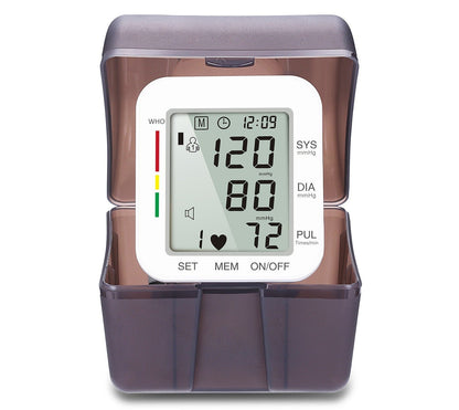 HealthGuard | Monitor digital de presión arterial de muñeca con anuncio de voz | Memoria para dos usuarios para un seguimiento sencillo