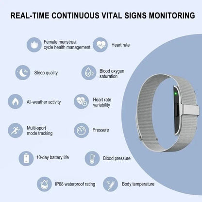 HealthTrack | Monitor de actividad física IP68 con medición de frecuencia cardíaca y oxígeno | Diseño elegante para estilos de vida activos