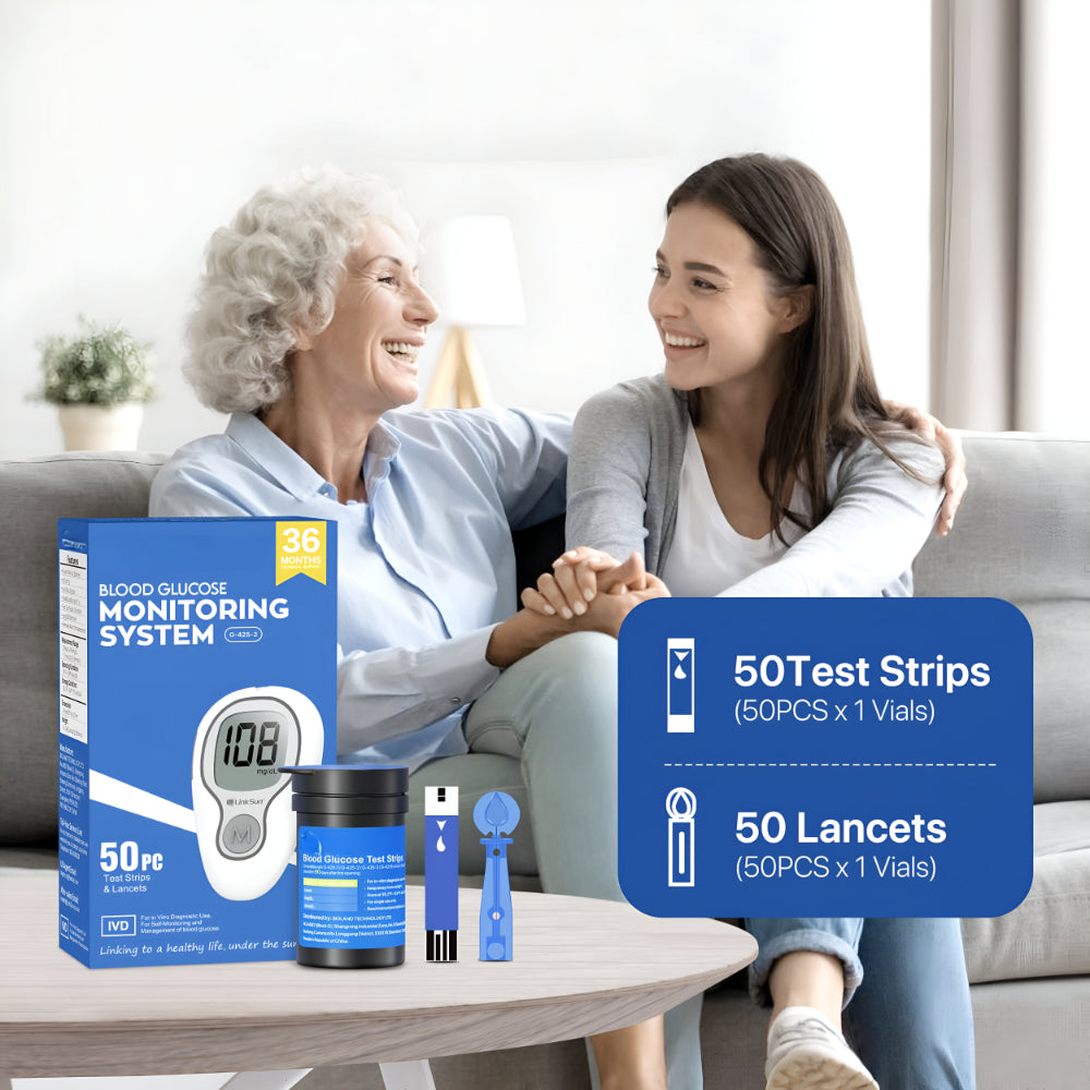 Kit de monitor inteligente de glucosa en sangre con resultados rápidos | Diseño compacto para facilitar la medición de glucosa