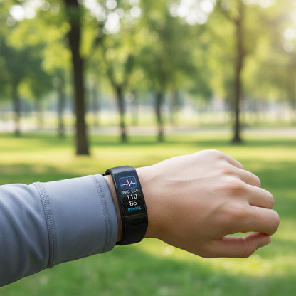 Serie Ortekor Health Tracker | Rastreador de fitness con ECG y monitoreo de presión arterial | Pulsera inteligente elegante para información de bienestar diaria