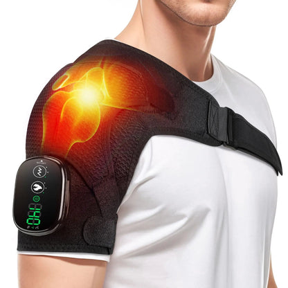 Electric Heating Pad for Shoulder with Vibration, Cordless Heating Pad with Adjustable Heat, Heated Shoulder Brace