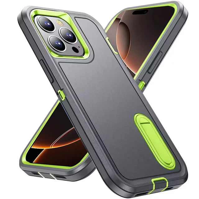 Rugged iPhone Case with Kickstand & Reinforced Corners for 14-17 Series | Drop Protection Armor Cover