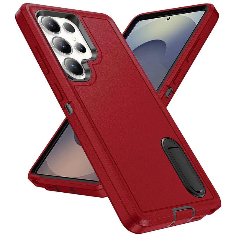Rugged Armor Phone Case for Samsung Galaxy with Built-In Kickstand & Camera Protection | Military Grade Impact Resistant Cover