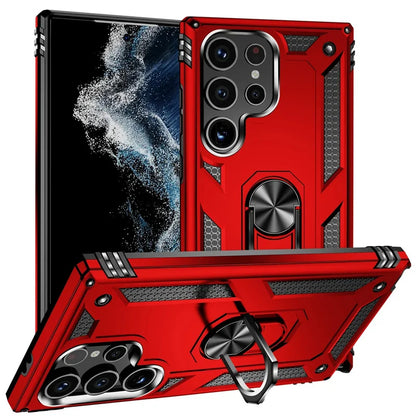 Samsung Galaxy Rugged Case with Ring Stand & Magnetic Mount – Shockproof Hard Shell Cover for Daily Drop Protection