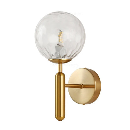 Globe Wall Sconce with 5.5-Inch Glass Shade Black and Gold Finish Bedroom Hallway Ambient Light E14 Socket Modern Minimalist Design for Entr