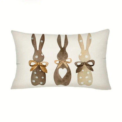 Hemp Bunny Cushion Cover - Eco-Friendly, Whimsical Design for Sofa