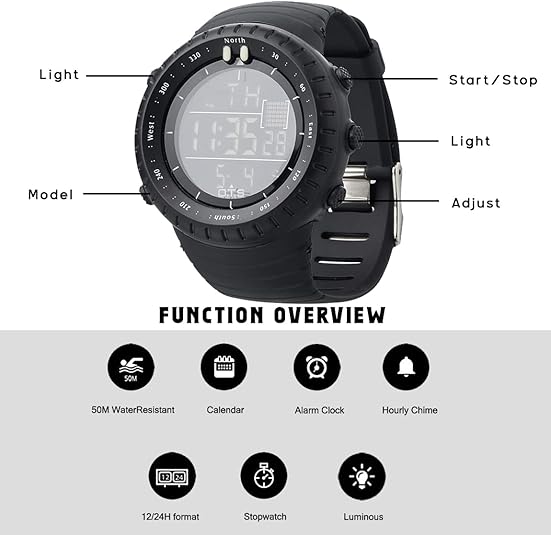 Colección Henry | Reloj deportivo digital resistente al agua con retroiluminación LED | Diseño resistente a los golpes para estilos de vida activos