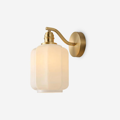 Indoor Sconce Light with Milky Shade and Antique Metal Frame for Hallway Bedroom Living Room Entryway Ambient Glow Fixture 9.8 in Tall